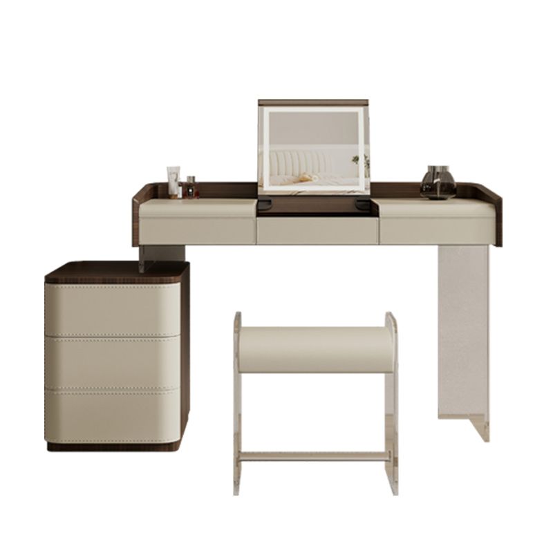 Modern Bedroom Makeup Vanity Desk Faux Leather Vanity Dressing Table