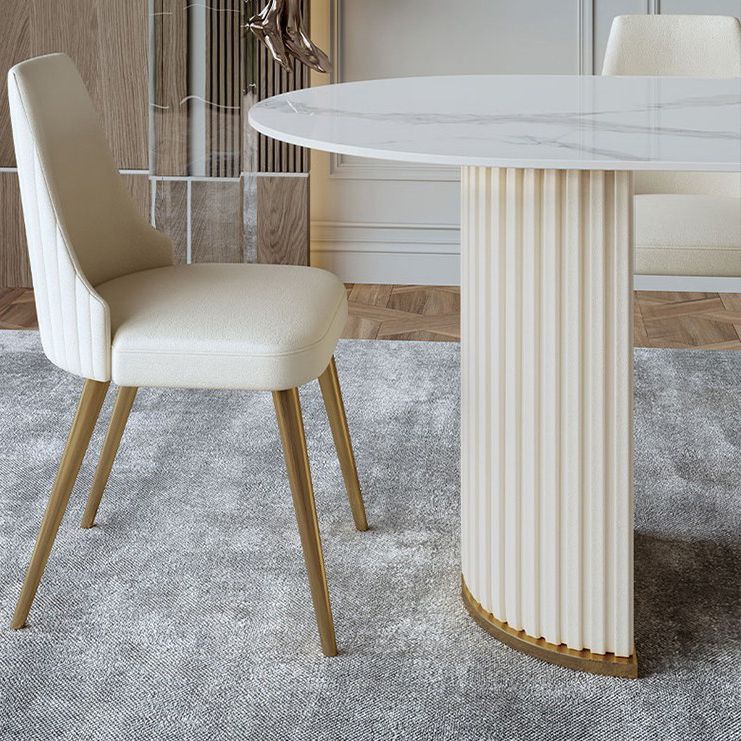 Ovale eetkamertafel Luxe dubbele keukentafel op voetstuk