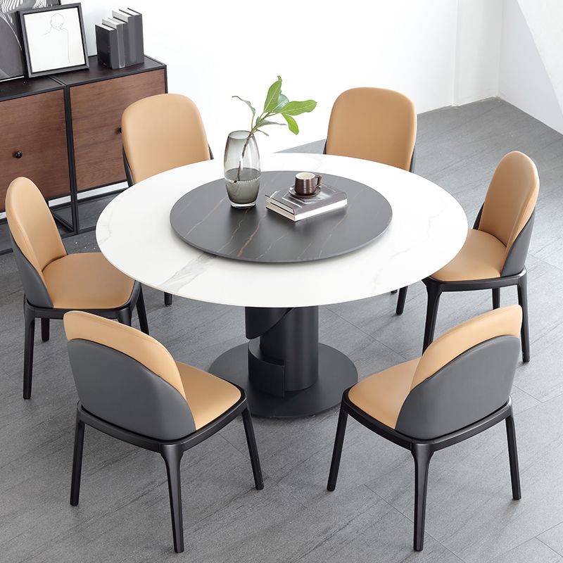 Set di dinette in pietra sinterizzato moderno 1/3/4/5/7 pezzi tavolo da pranzo rotondo con giradischi