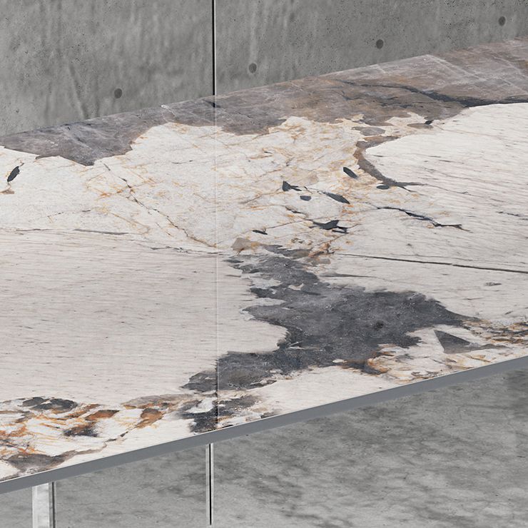 シンプルさ長方形ダイニングテーブル焼結石トップ透明アクリルベーステーブル