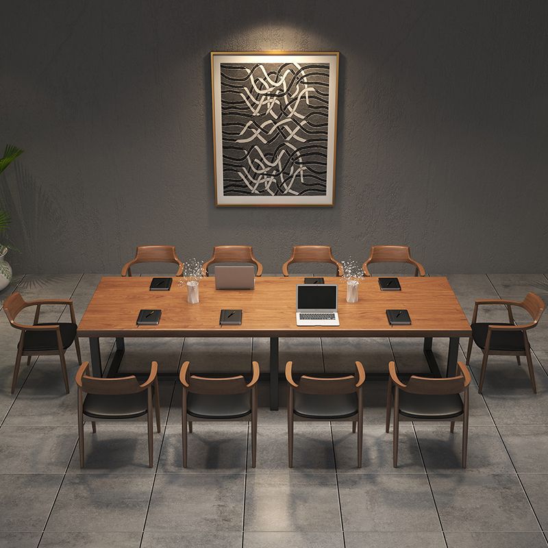 Escritorio de oficina industrial rectangular escritorio de madera y metal de madera y metal en natural