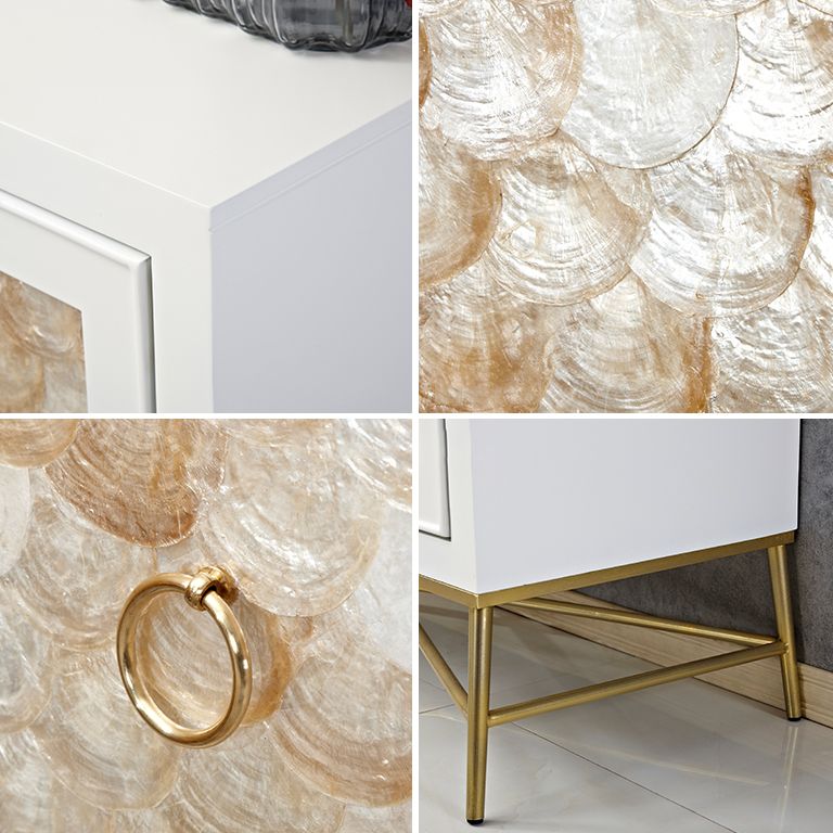 Support de buffet en bois blanc d'ingénierie armoire à bascule en or avec rangement