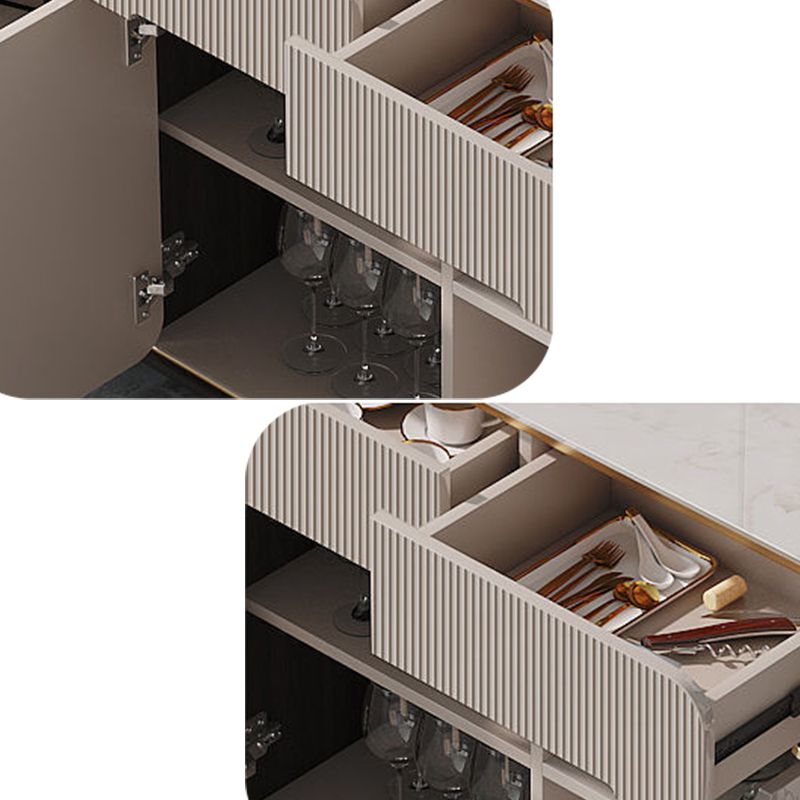 Glam Style Credenza Stone Buffet Credenza with Cabinets and Drawers Clearhalo 'buffet_sideboard' 'Buffets & Sideboards' 'furn' 'furn_buffet_sideboard' 'Furniture' 'Kitchen & Dining Furniture' 1200x1200_03172f2a-ccae-4468-b081-34aad55ea802