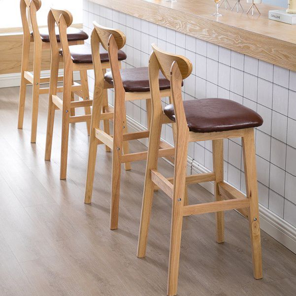 Scandinavian Footrest Solid Wood Bar Stool Low Back Home Stool Clearhalo 'Bar Furniture' 'Bar Stools' 'bar_stools' 'furn' 'furn_bar_stools' 'Furniture' 'furniture_bar_stools' 'Kitchen & Dining Furniture' 1200x1200_03179c99-e279-4435-a871-2ac8c1d42363
