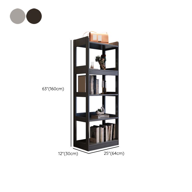 Modern Wooden Bookcase Etagere Open Back Bookshelf with Rectangular Shelves