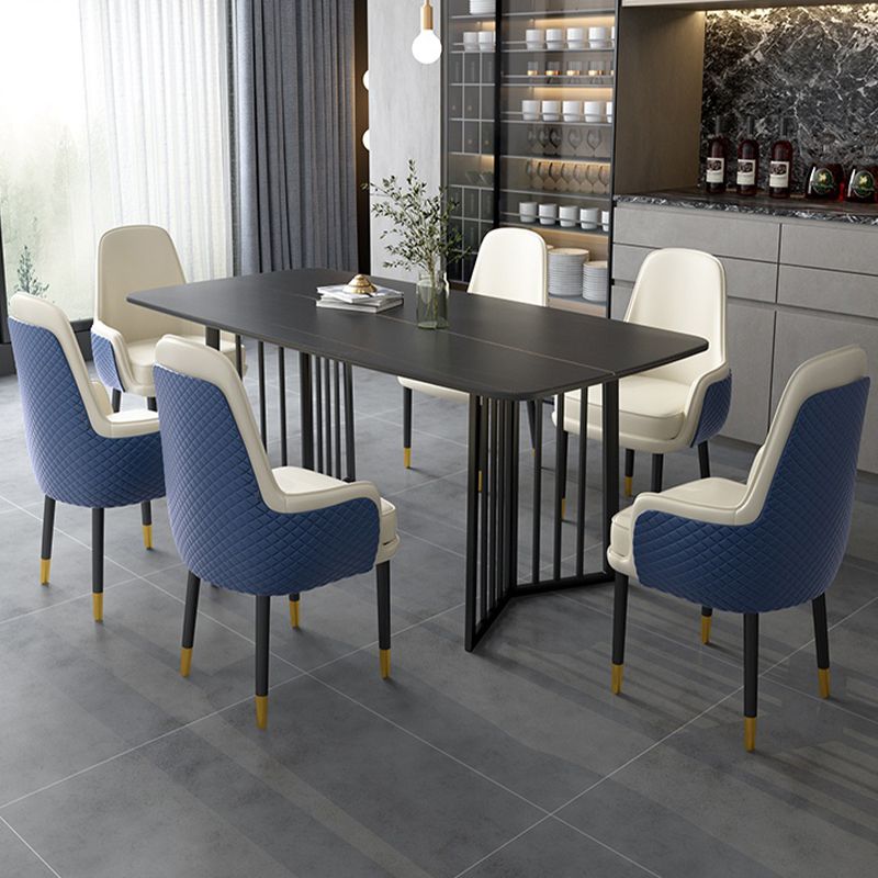 Black Metal Double Pedestal Dining Table Industrial Rectangle Fixed Table Clearhalo 'Dining Tables & Seating' 'Dining Tables' 'dining_table' 'furn' 'furn_dining_table' 'Furniture' 'furniture_dining_table' 'Kitchen & Dining Furniture' 'kitchen' 'kitchen_dining_table' 1200x1200_0320e3c0-4a5e-47f5-9477-c51ebf2dadaf