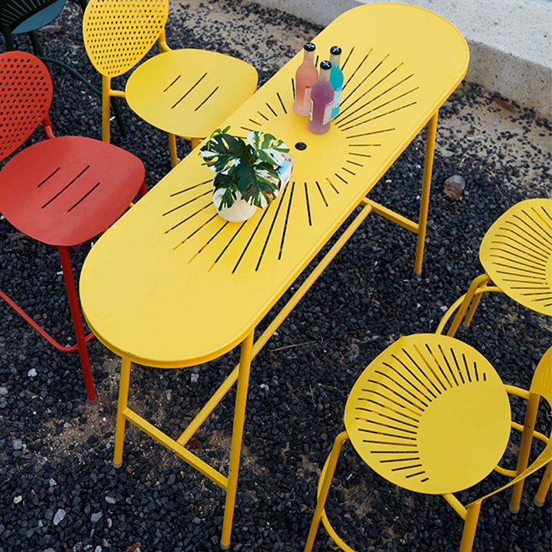 Industrial Outdoor Oval Bar Dining Table Metal Bar Table with Trestle Base Clearhalo 'Bar Furniture' 'Bar Tables' 'bar_tables' 'furn' 'furn_bar_tables' 'Furniture' 'Kitchen & Dining Furniture' 1200x1200_03233fcc-2ee9-48b9-8d92-91c2fe07094b