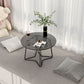 Moderne 11,8 "H ronde glazen salontafel ijzeren abstracte cocktailtafel