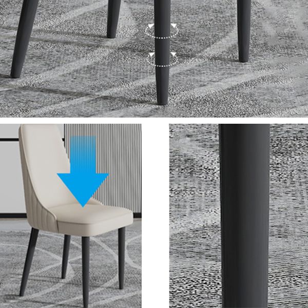 Faux Leather Dining Chairs Modern Parsons Armless Chair with Black Legs