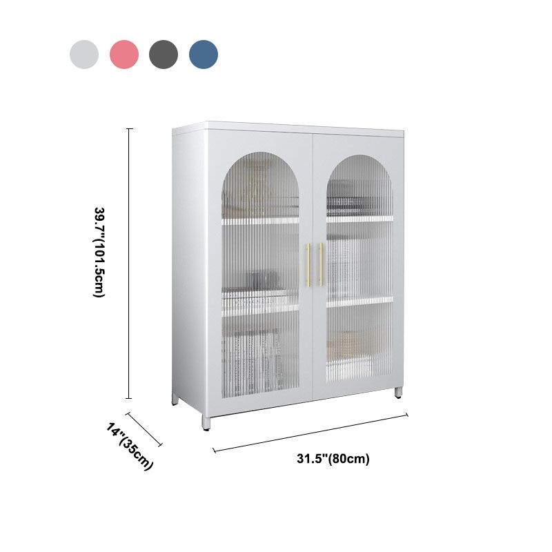 14" W Closed Storage Bookcase Metal Frame Bookshelf with Glass Doors