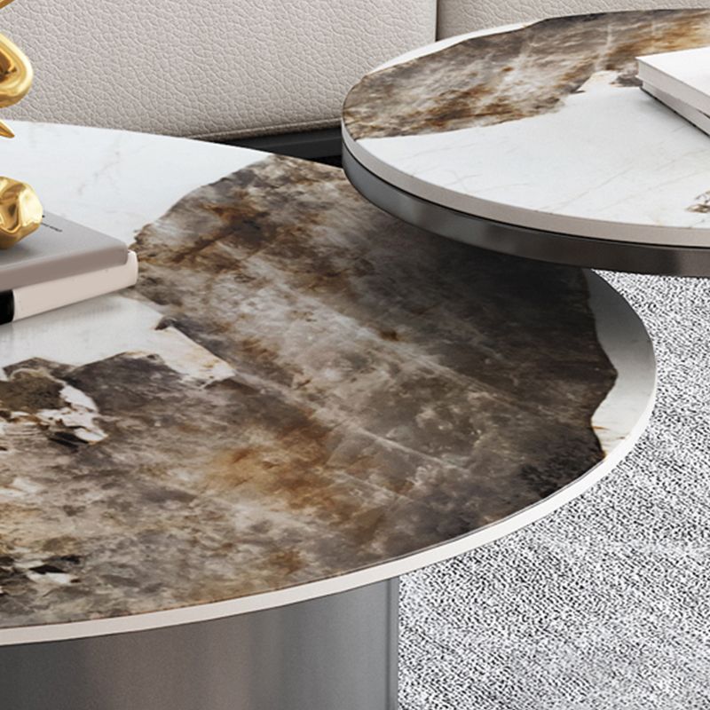 Modernistic Pedestal Table 19.7" Round Slate Top Side End Table