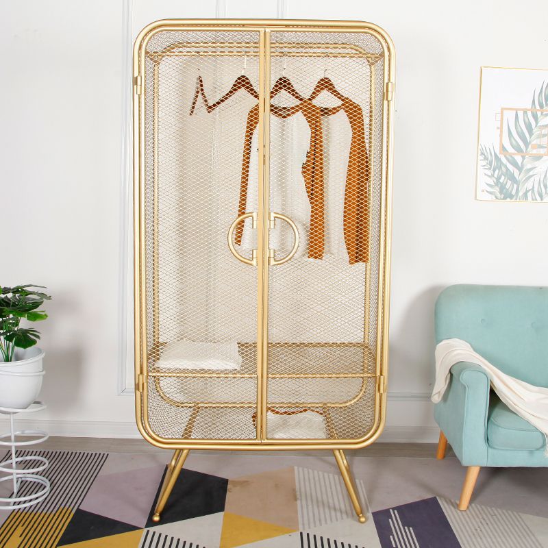 Contemporary Style Wardrobe Cabinet Metal Wardrobe Closet for Bedroom Clearhalo 'Armoires & Wardrobes' 'armoires_wardrobes' 'Bedroom Furniture' 'furn' 'furn_armoires_wardrobes' 'Furniture' 1200x1200_0325c0ec-9098-44b4-a5ef-faaa3e1a7a1e