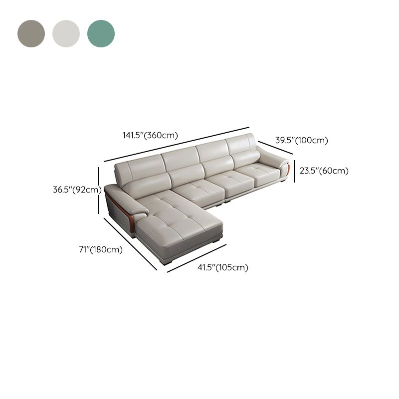 141,73 "a forma di L larga a L vera cuscino in pelle vera braccio sezionale