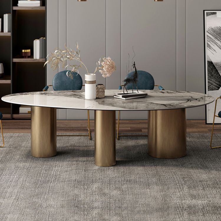 Sintered Stone Home Desk Luxury Oval Shape Fixed Table for Dining Room Clearhalo 'Dining Tables & Seating' 'Dining Tables' 'dining_table' 'furn' 'furn_dining_table' 'Furniture' 'Kitchen & Dining Furniture' 1200x1200_03298e3e-d781-493f-8c2c-47aa4fb028c5