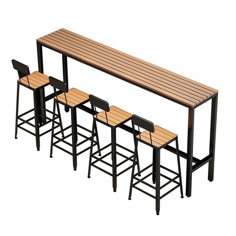 Wood Bar Dining Table Modern Rectangle Bar Table with Trestle Pedestal for Cafe Balcony Clearhalo 'Bar Furniture' 'Bar Tables' 'bar_tables' 'furn' 'furn_bar_tables' 'Furniture' 'Kitchen & Dining Furniture' 1200x1200_0329cfd7-3b5e-4f68-98f6-c73f40273f61