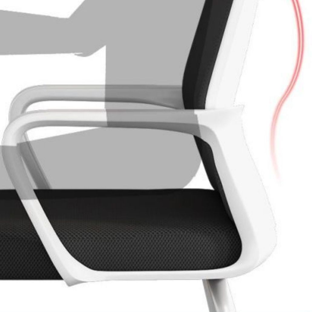 Silla de brazo ergonómico en la mitad de la espalda Armas fijas Silla de oficina en casa sin ruedas