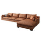 Recessed Arm Sofa & Chaise 129.92" W 66.93" x D 31.5 H" x Loose Back Sofa, Faux Leather
