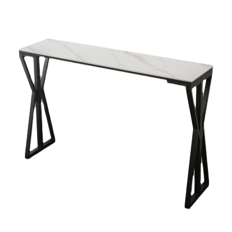 Modern Bar Dining Table Rectangle Bar Height Table with Double Pedestal in Black Clearhalo 'Bar Furniture' 'Bar Tables' 'bar_tables' 'furn' 'furn_bar_tables' 'Furniture' 'furniture_bar_tables' 'Kitchen & Dining Furniture' 1200x1200_032ca02b-a97c-4624-a441-7bcb7051660d