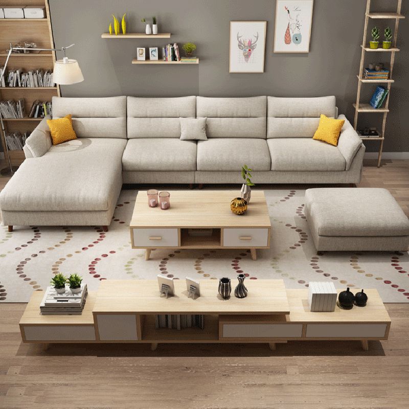 Pillowed Back Cushions Sofa and Chaise 4-Seat Sectional with Storage Clearhalo 'furn' 'furn_sectionals' 'Furniture' 'furniture_sectionals' 'kitchen' 'kitchen_sectionals' 'Living Room Furniture' 'Sectionals' 1200x1200_032dc12b-046a-49d2-926b-0350f7ff64e4