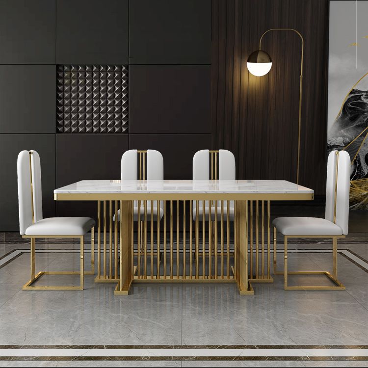 Tavolo da rettangolo di lusso tradizionale tradizionale tavolo da pietra con base piedistallina