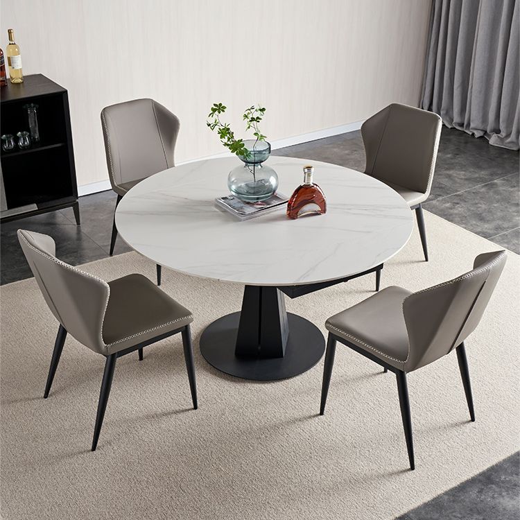 Extendable Round Dining Table Modern Sintered Stone Table with Metal Pedestal Base Clearhalo ' dining_table' 'Dining Tables & Seating' 'Dining Tables' 'furn' 'furn_dining_table' 'Furniture' 'furniture_dining_table' 'Kitchen & Dining Furniture' 'kitchen&dining_furn' 'kitchen' 'kitchen_dining_table' 1200x1200_032e5f73-7ffd-433e-8048-a1c4aeb7f619