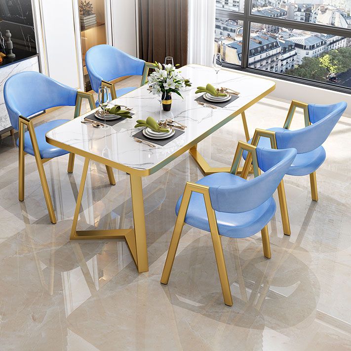 Glam White Top Dining Table Rectangle Standard Dining Table for Kitchen Clearhalo ' dining_table' 'Dining Tables & Seating' 'Dining Tables' 'furn' 'furn_dining_table' 'Furniture' 'furniture_dining_table' 'Kitchen & Dining Furniture' 'kitchen&dining_furn' 'kitchen' 'kitchen_dining_table' 1200x1200_032f0d0d-1715-4e0d-855c-383e93f96805