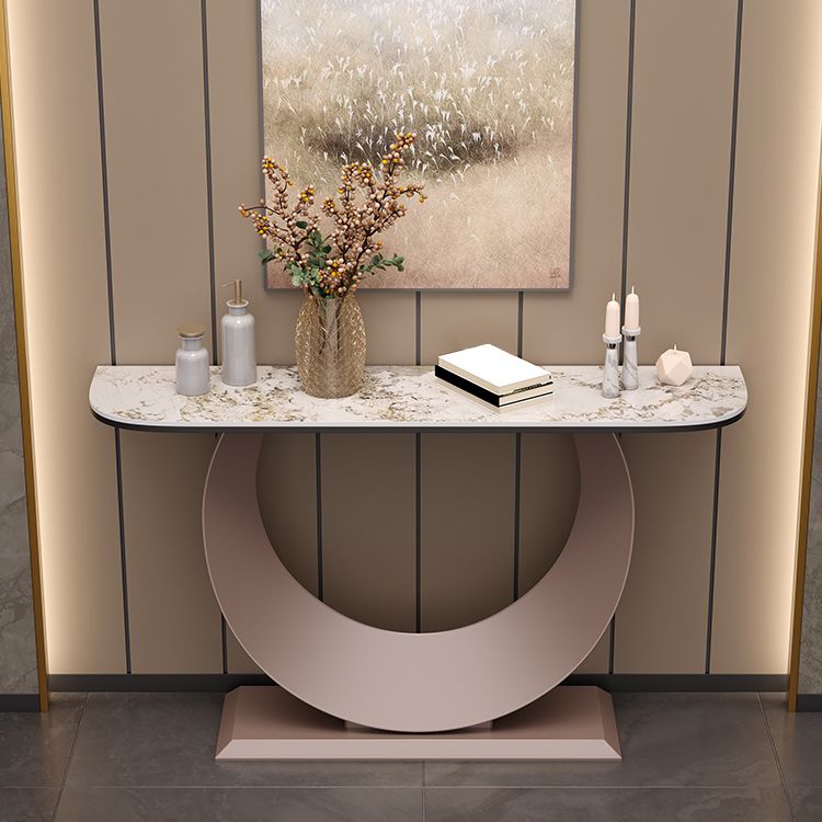 Media de la mesa contemporánea Table de piedra White/Black/Black/Pink Console Table