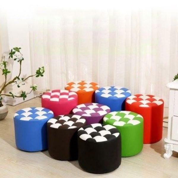 Modern Resistente alla macchia standard Round Control Modello in pelle POUF per salotto