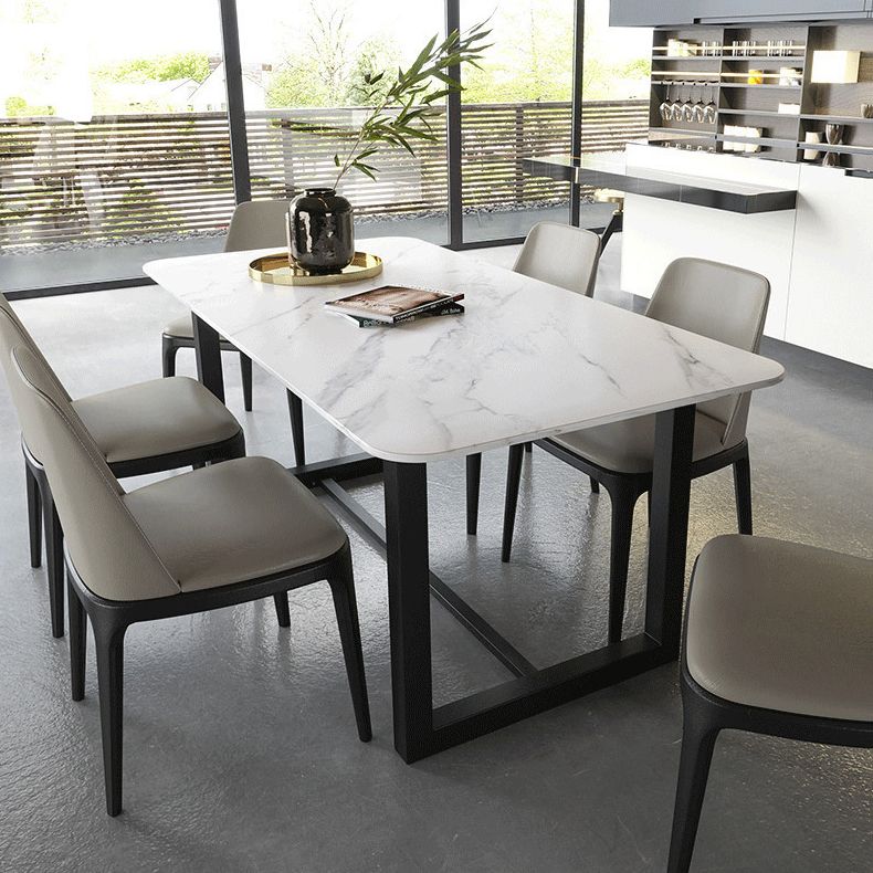 Traditional Luxury White in Marble Counter Rectangle Dining Table for Kitchen Clearhalo 'Dining Tables & Seating' 'Dining Tables' 'dining_table' 'furn' 'furn_dining_table' 'Furniture' 'Kitchen & Dining Furniture' 1200x1200_03314ed4-a880-4c2d-aeff-e3fefbea438d