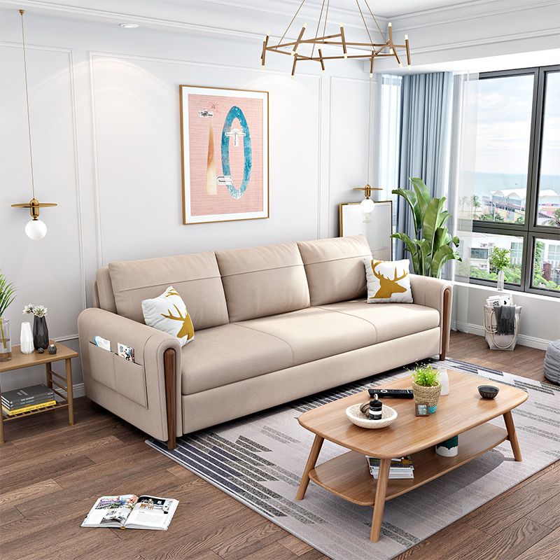 Cushion Back Sofa Futon Square Arms Convertible Sofa with Storage Clearhalo 'furn' 'furn_futons' 'Furniture' 'Futons & Daybeds' 'Futons' 'Living Room Furniture' 1200x1200_033157ac-1577-4ad0-962e-7fdf08dc6c6d