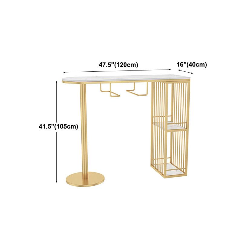 Glam 41.3"H Iron Bar Table Marble White Top Specialty Bistro Table in Gold Clearhalo 'Bar Furniture' 'Bar Tables' 'bar_tables' 'furn' 'furn_bar_tables' 'Furniture' 'furniture_bar_tables' 'Kitchen & Dining Furniture' 'kitchen&dining_furn' 'kitchen' 1200x1200_03315f70-4235-463a-a018-30a4ec8e4474