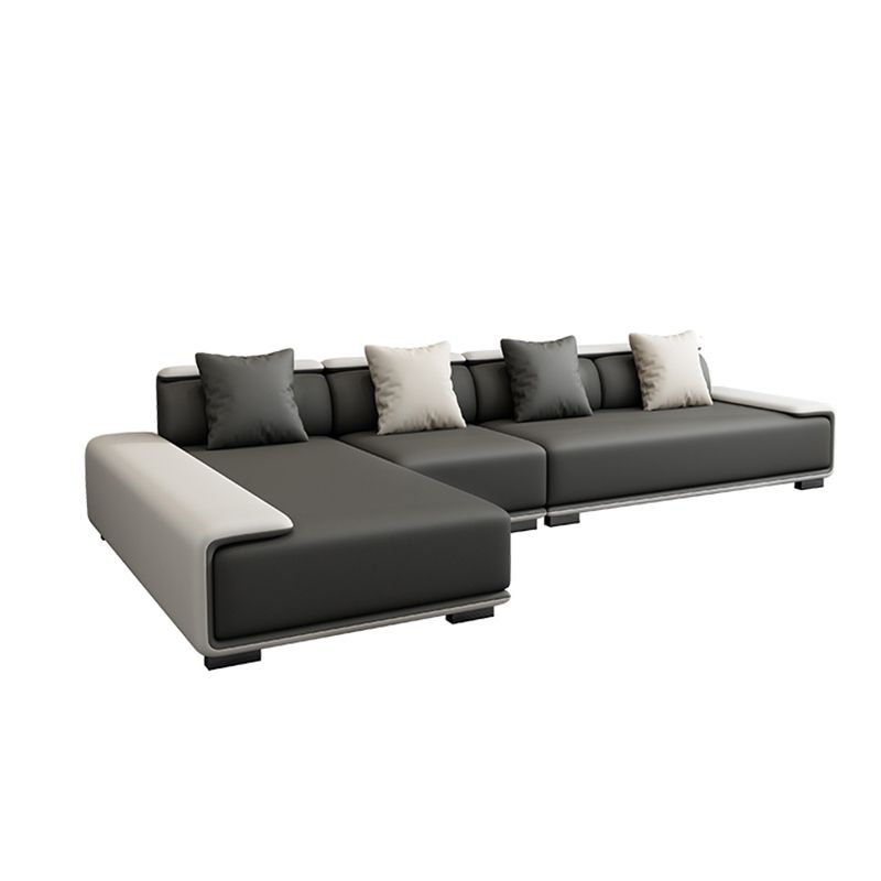 Contemporary Modular L-Shape Sectional with Pillowed Back Cushions Clearhalo 'furn' 'furn_sectionals' 'Furniture' 'furniture_sectionals' 'kitchen' 'kitchen_sectionals' 'Living Room Furniture' 'Sectionals' 1200x1200_03332bc7-d802-475a-a692-900ec7add631
