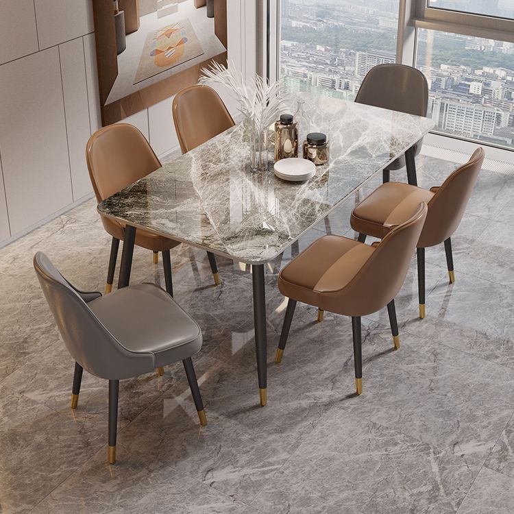 Rectangle Dining Table Set 1/2/5/7 Pieces Modern Indoor Dinette Set in Grey Clearhalo 'Dining Room Sets' 'Dining Tables & Seating' 'dining_room_set' 'furn' 'furn_dining_room_set' 'Furniture' 'Kitchen & Dining Furniture' 1200x1200_0334a220-07ee-4c16-9ec3-f2db02bb9d09