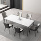 Modern Rectangle Stone Dining Table Black Frame Kitchen Table