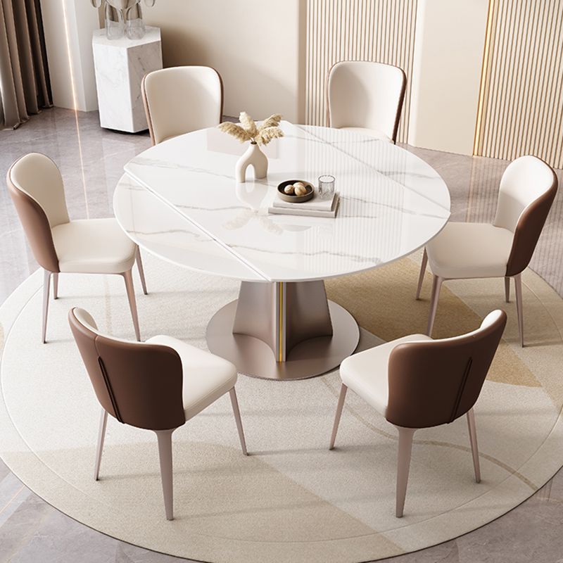 Sintered Stone Dining Table Drop-Leaf Round Dinner Table for Dining Room Clearhalo 'Dining Tables & Seating' 'Dining Tables' 'dining_table' 'furn' 'furn_dining_table' 'Furniture' 'Kitchen & Dining Furniture' 1200x1200_03354c31-947d-4b32-b74f-c736d11c0c41