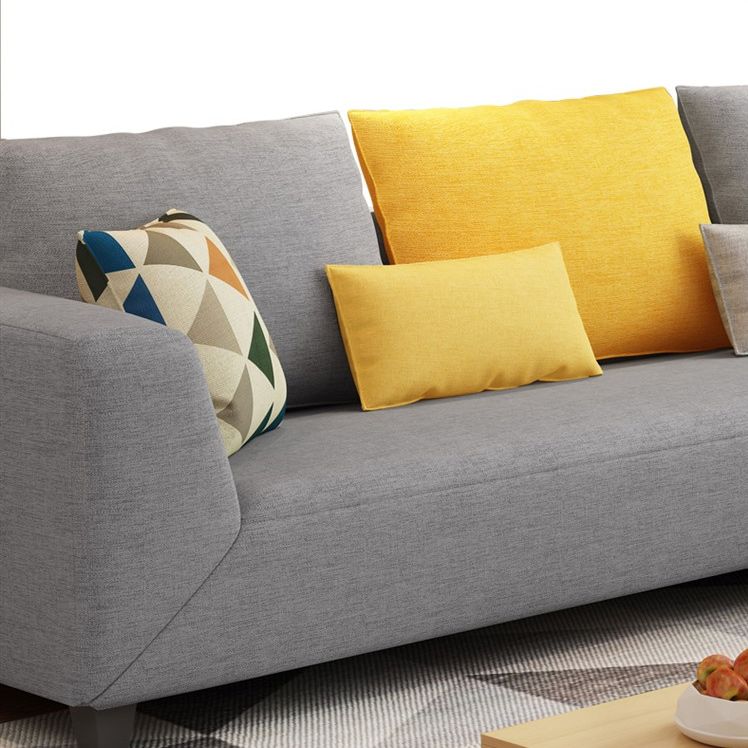 70"W Scandinavian Sectional Sofa Grey Pillowed Back Cushions Sectional Clearhalo 'furn' 'furn_sectionals' 'Furniture' 'Living Room Furniture' 'Sectionals' 1200x1200_0335f817-5787-449a-aca9-6f4cfa24fbd5