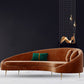 Velvet Contemporary Orange Sofa 47.24" D Curved Sofa with 3 Pillows