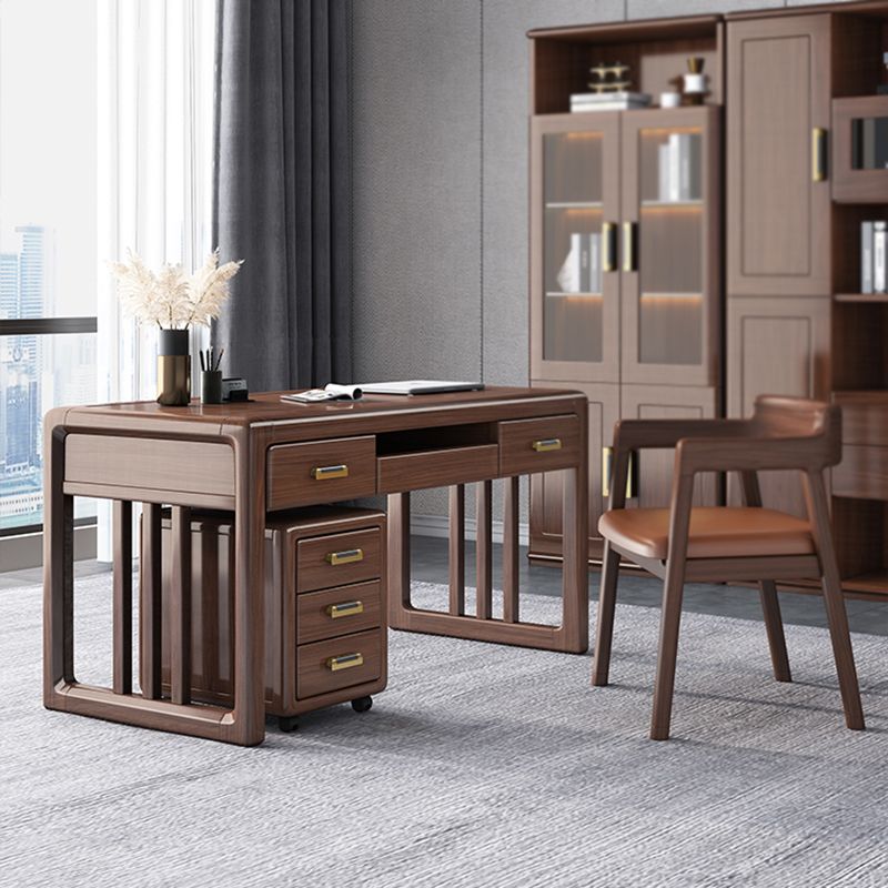 Bureau de bureau en bois de style contemporain Bureau de tâche brun rectangulaire avec 2 tiroirs