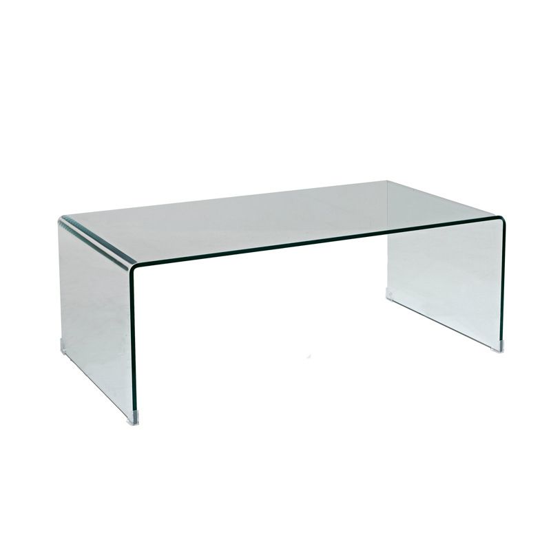 Sled Single Coffee Table Glass Modern Black/White Open Shelf Cocktail Table Clearhalo 'Coffee & Accent Tables' 'Coffee Tables' 'coffee_tables' 'furn' 'furn_coffee_tables' 'Furniture' 'furniture_coffee_tables' 'Living Room Furniture' 1200x1200_033c8dbd-4d85-4cd8-bb62-b54cff56b486