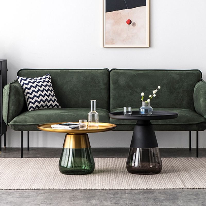 16.5"/20.4" Tall Glass Pedestal Metal Round Tray Top Coffee Table Clearhalo 'Coffee & Accent Tables' 'Coffee Tables' 'coffee_tables' 'furn' 'furn_coffee_tables' 'Furniture' 'Living Room Furniture' 1200x1200_033d3cac-065f-4370-93d5-c6446cde2815