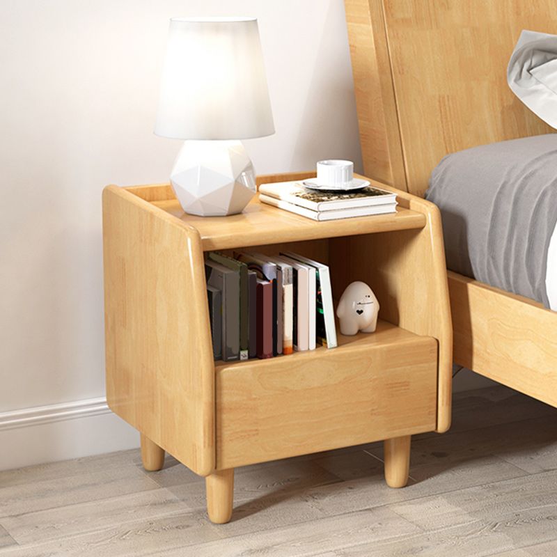 Solid Wood Night Table Modern 20 Inch H 1-Drawer Open Storage Nightstand with Legs Clearhalo 'Bedroom Furniture' 'furn' 'furn_night_stand' 'Furniture' 'night_stand' 'Nightstands' 1200x1200_033f87af-6e2e-4a48-8623-fbc5651aaa8b