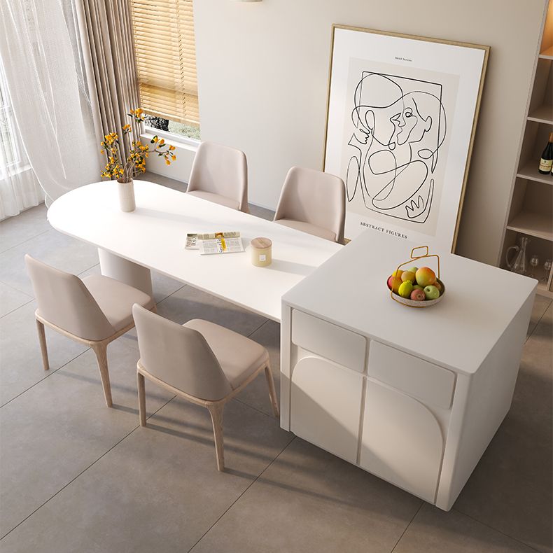 Mesa de comedor con tapa de piedra blanca Mesa de comedor interior moderna de forma libre