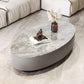 Glam 13.7" H Oval Slate Coffee Table Iron Drum Cocktail Table with Drawer Clearhalo 'Coffee & Accent Tables' 'Coffee Tables' 'coffee_tables' 'furn' 'furn_coffee_tables' 'Furniture' 'Living Room Furniture' 1200x1200_03419783-7480-43d2-8b23-9169fc5a9976