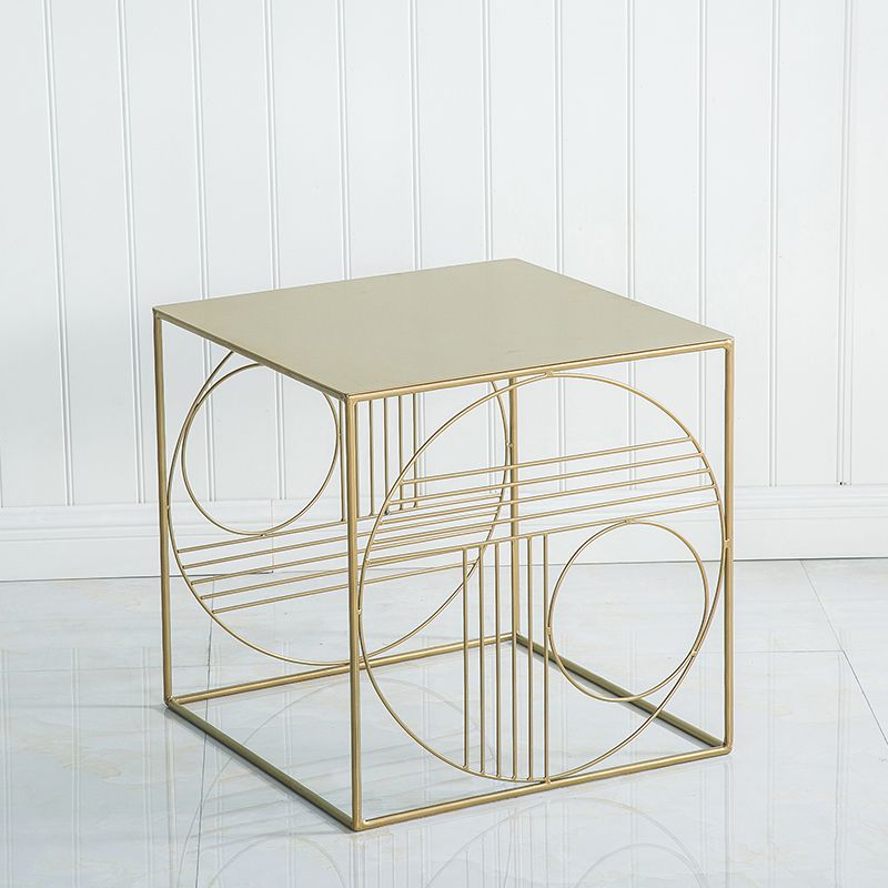 Brass Iron Frame Coffee Table Mid-Century Modern 17.7" W Square Cocktail Table Clearhalo 'Coffee & Accent Tables' 'Coffee Tables' 'coffee_tables' 'furn' 'furn_coffee_tables' 'Furniture' 'Living Room Furniture' 1200x1200_0342bc91-52d3-4cc3-b548-3b6ed5b581a9