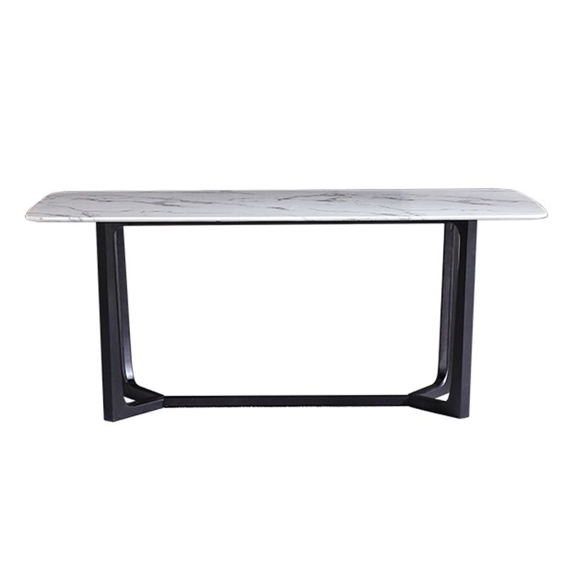 Rectangle Marble White Dining Table Industrial Trestle Base Table for Dining Room