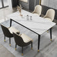 Metal Tripod Base Dining Table Modern Rectangle Stone Dining table in White Clearhalo 'Dining Tables & Seating' 'Dining Tables' 'dining_table' 'furn' 'furn_dining_table' 'Furniture' 'furniture_dining_table' 'Kitchen & Dining Furniture' 1200x1200_0345b8d0-7ea6-49ac-ae1f-8a78616e0f2b