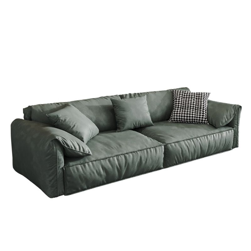 Green Contemporary Faux Leather Pillow Top Arm Standard Sofa with Loose Back Clearhalo 'furn' 'furn_sofas' 'Furniture' 'furniture_sofas' 'kitchen' 'kitchen_sofas' 'Living Room Furniture' 'Sofa' 'sofas' 1200x1200_03482c41-45f3-4787-9d04-01887c88e975