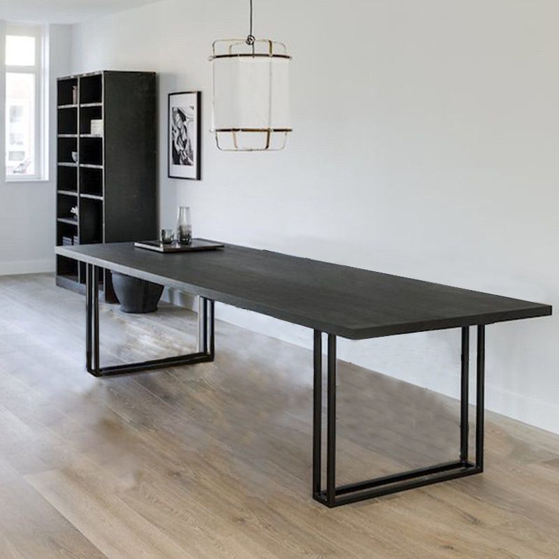 Black Solid Wood Rectangular Writing Desk Industrial Meeting Desk for Office Clearhalo 'furn' 'furn_office_desk' 'Furniture' 'Office Desks' 'Office Furniture' 'office_desk' 1200x1200_0348f8bb-58ce-4989-9464-87fb21a834cb
