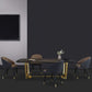 Juego de mesa de comedor interior Glam, juego de comedor con caballete rectangular de 1/4/5/7 piezas en negro