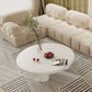 Round Wood Simple Coffee Table Nordic 4 Legs Cocktail Table - 13.8" H
